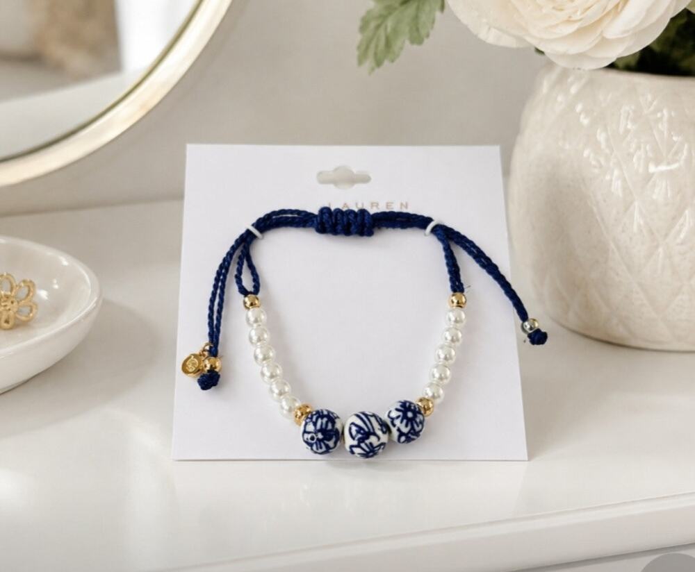 LC Lauren Conrad Blue Pearl Flower Beads New